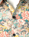 Men's Grey Cotton Floral Print Long Sleeve Shirt