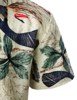 Boy's Tropical Floral Cotton Holiday Hawaiian Casual Beige Short Sleeve Shirt