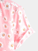 Men's Pink Daisy Hawaiian Short Sleeve Shirt