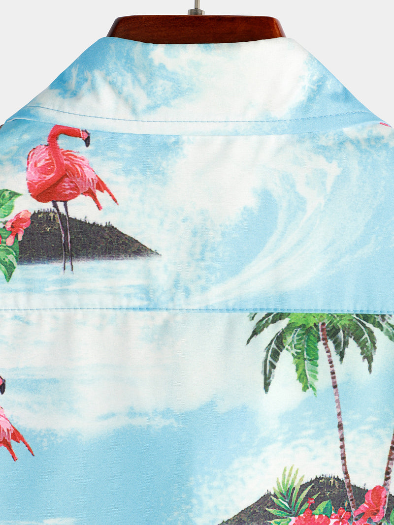 Men's Flamingo Floral Tropical Hawaiian Shirt
