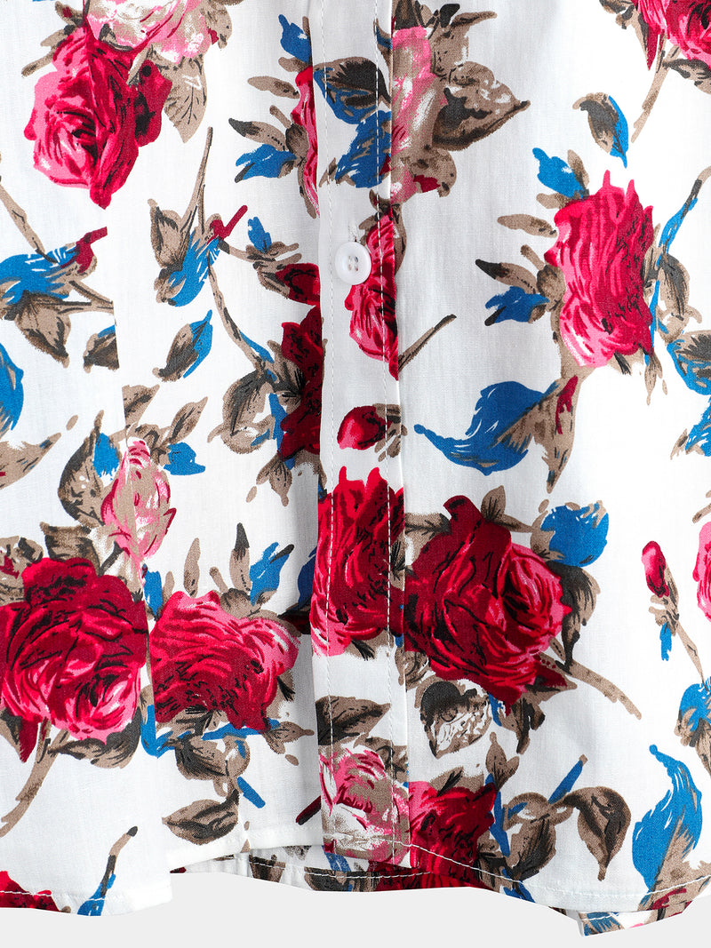 Men's Rose Cotton Hawaiian Pocket Shirt