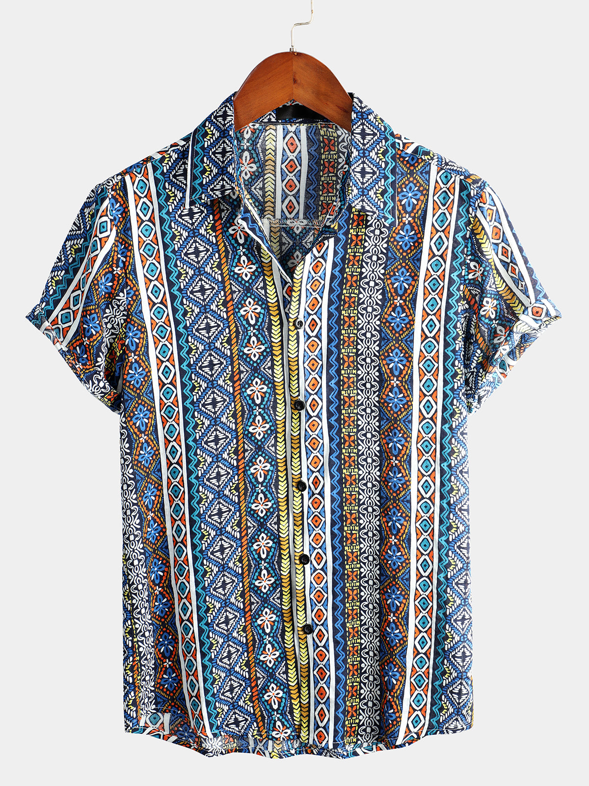 Men's Boho Short Sleeve Retro Shirt