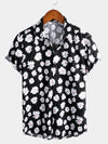 Men's Black Daisy Hawaiian Short Sleeve Shirt