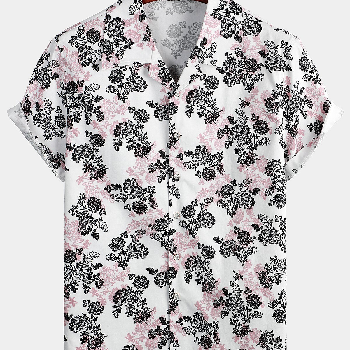 Men's Holiday Floral Print Short Sleeve Shirt
