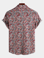 Men's Paisley Cotton Short Sleeve Button Up Vintage Shirt