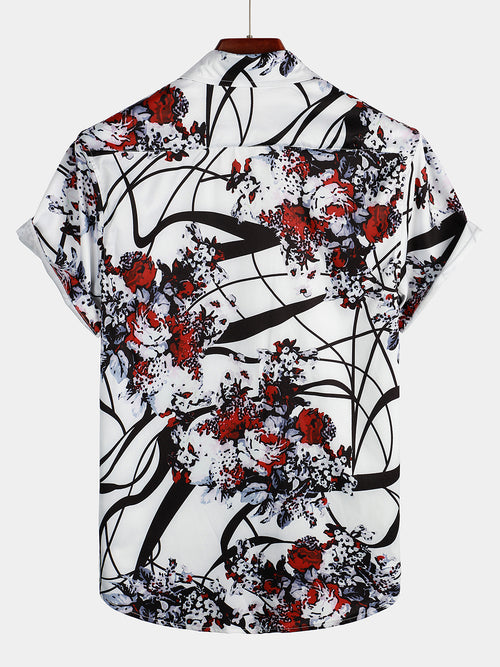 Men's Floral Print Short Sleeve Casual Shirt
