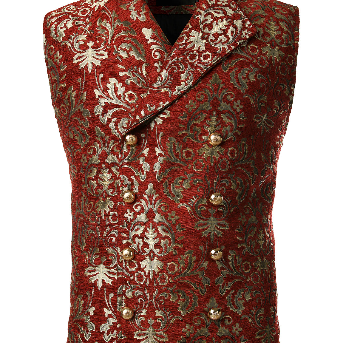 Men's Victorian Double Breasted Vest Gothic Steampunk Red Waistcoat