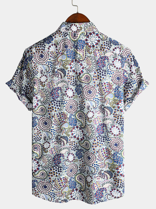 Men's Vintage Paisley Pocket Short Sleeve Shirt