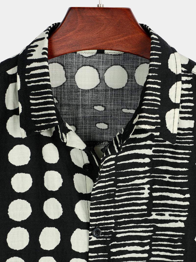 Men's Black Boho Short Sleeve Retro Shirt