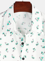 Men's Cotton Parrot Print Cute Animal Breathable Vacation Casual Short Sleeve Shirt