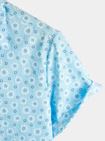 Men's Floral Print Cotton Short Sleeve Shirt