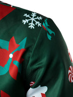 Men's Christmas Print Regular Fit Funny Cardigan Print Outfit Themed Top Long Sleeve Shirt