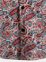 Men's Paisley Cotton Short Sleeve Button Up Vintage Shirt