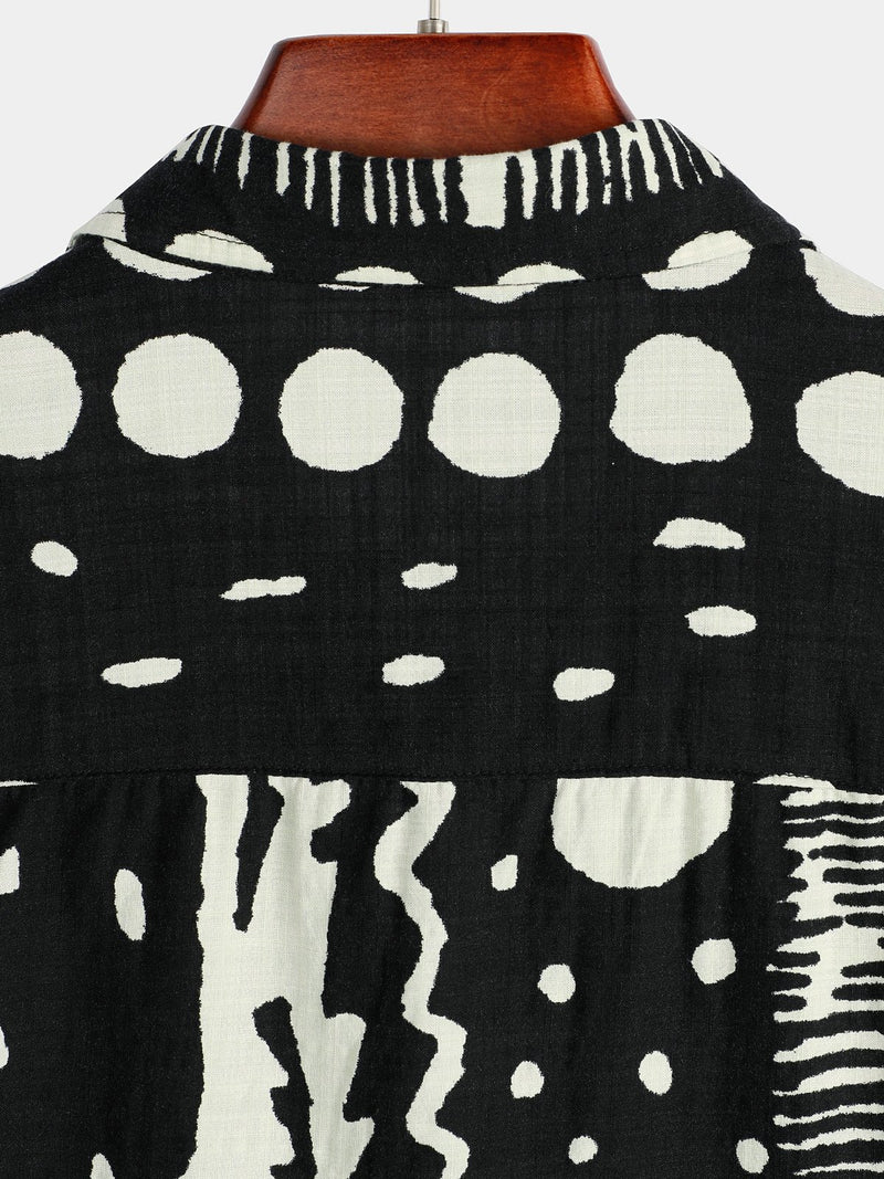 Men's Black Boho Short Sleeve Retro Shirt