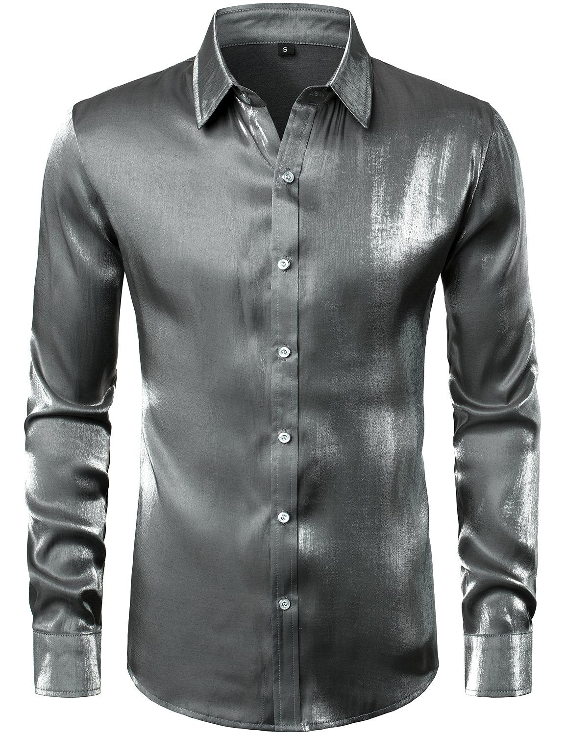 Men's Metallic Shiny Nightclub Styles Long Sleeve Shirt