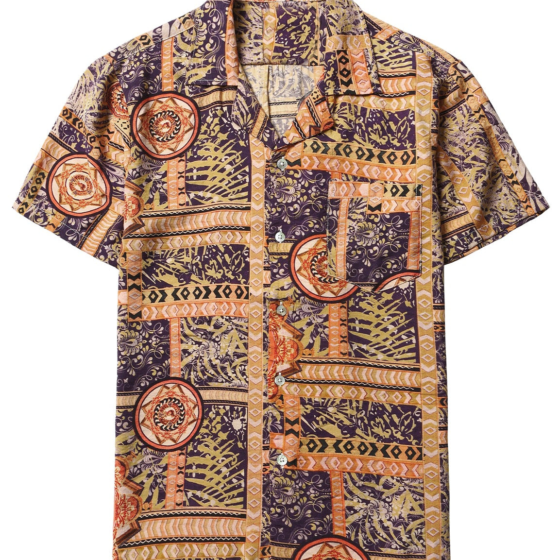 Men's Yellow Retro Hawaiian Short Sleeve Shirts