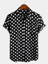Men's Black Polka Dots Cotton Pocket Shirt