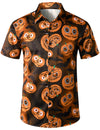 Men's Halloween Orange Pumpkin Short Sleeve Shirt