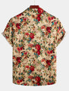 Men's Holiday Cotton Flower Print Short Sleeve Shirt