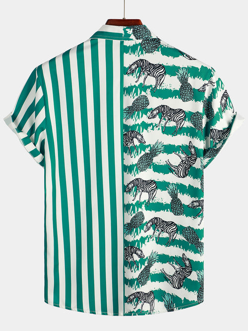 Men's Zebra & Striped Pocket Holiday Casual Shirt