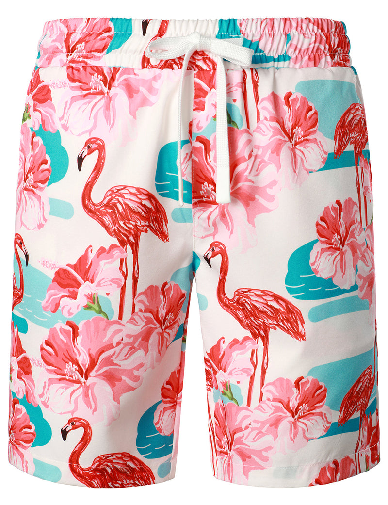 Couple Flamingo Tropical Pink Blue Unisex Hawaiian Shirt And Short Set -  Freedomdesign