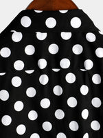 Men's Black Polka Dots Cotton Pocket Shirt