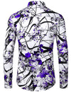 Men's Cotton Floral Print Casual Button Up Long Sleeve Dress Shirt