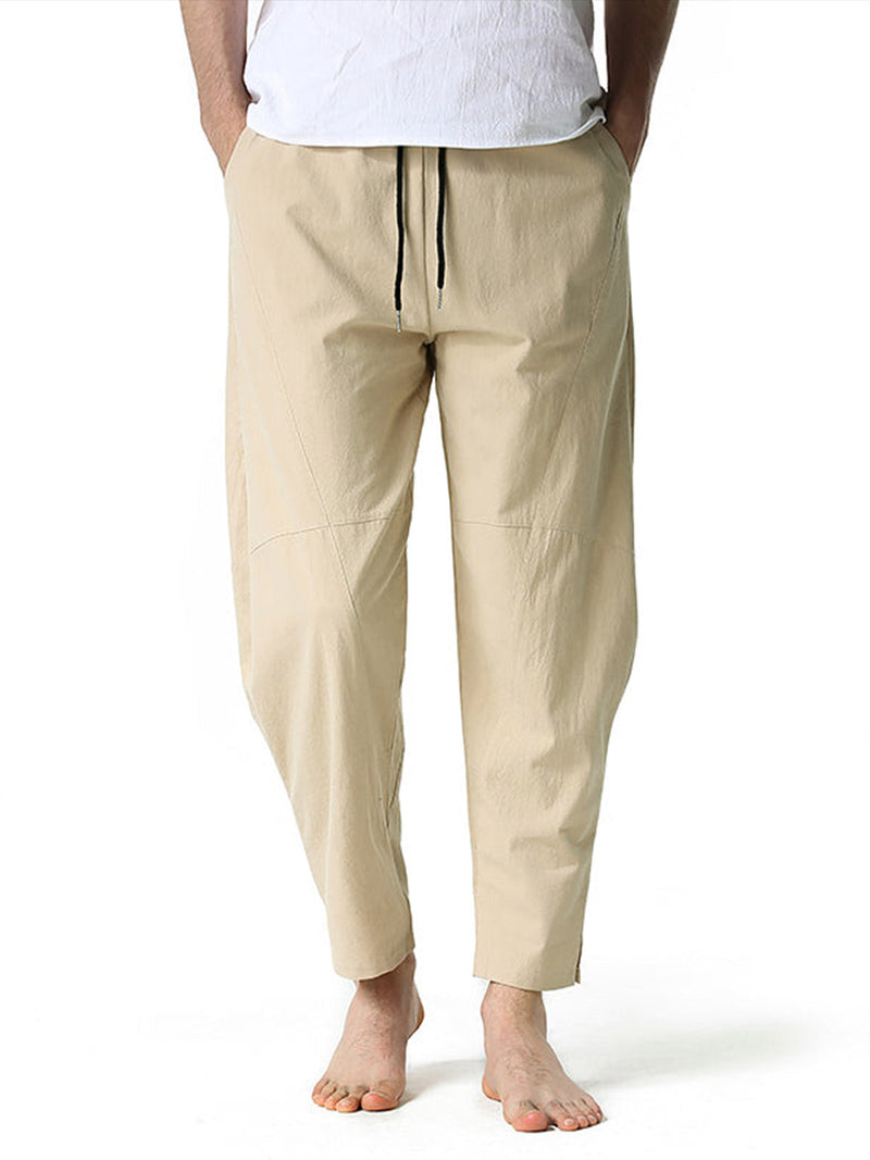 Bundle Of 2 | Men's Cotton Loose Casual Lightweight Elastic Waist Pants