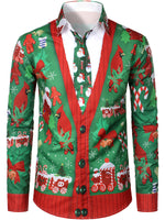 Bundle Of 3 | Men's Christmas Print Regular Fit Long Sleeve Shirt