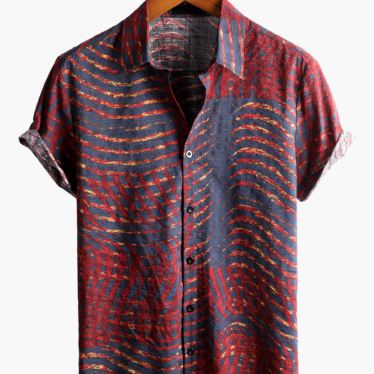 Men's Casual Striped Print Short Sleeve Shirt