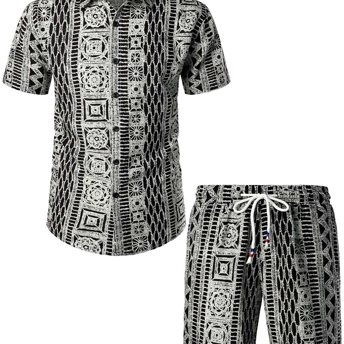 Men's Casual Vintage Boho Shirt & Shorts Set