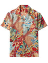 Men's Retro Hawaiian Print Red Short Sleeve Shirts