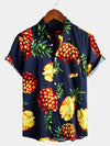 Men's Pineapple Print Holiday Pocket Cotton Shirt