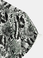 Men's Snake Skin Print Animal Pattern Cool Button Up Cotton Short Sleeve Vacation Shirt