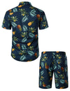 Men's Cotton Pineapple Print Hawaiian Shirt & Shorts Set
