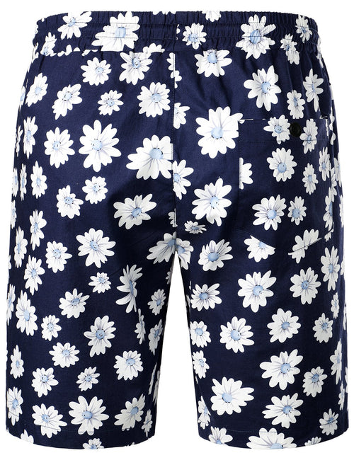 Men's Cotton Casual Daisy Hawaiian Shorts