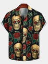 Bundle Of 2 | Men's Punk Rock Skull Print Short Sleeve Shirt