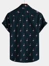 Men's Tropical Flamingo Animal Button Up Casual Hawaiian Holiday Short Sleeve Shirt