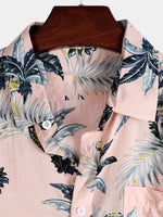 Men's Holiday Pink Pineapple Short Sleeve Pocket Shirt