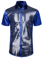 Men's Disco Party Sequins Short Sleeve Shirt
