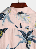 Men's Holiday Pink Pineapple Short Sleeve Pocket Shirt