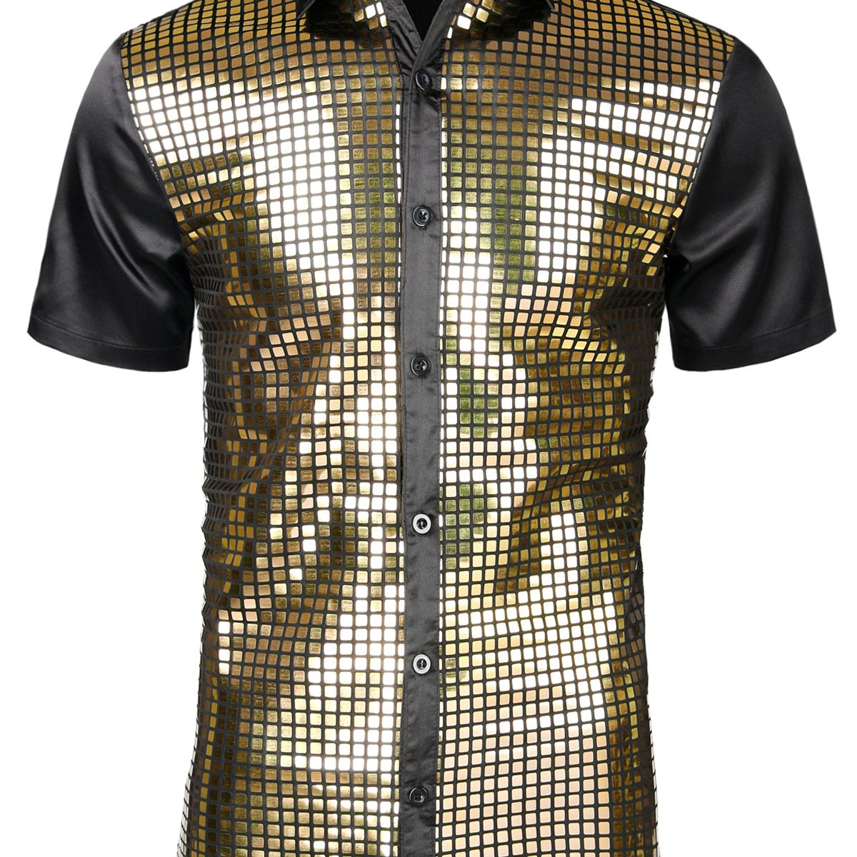 Men's Disco Party Sequins Short Sleeve Shirt