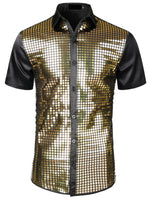 Men's Disco Party Sequins Short Sleeve Shirt