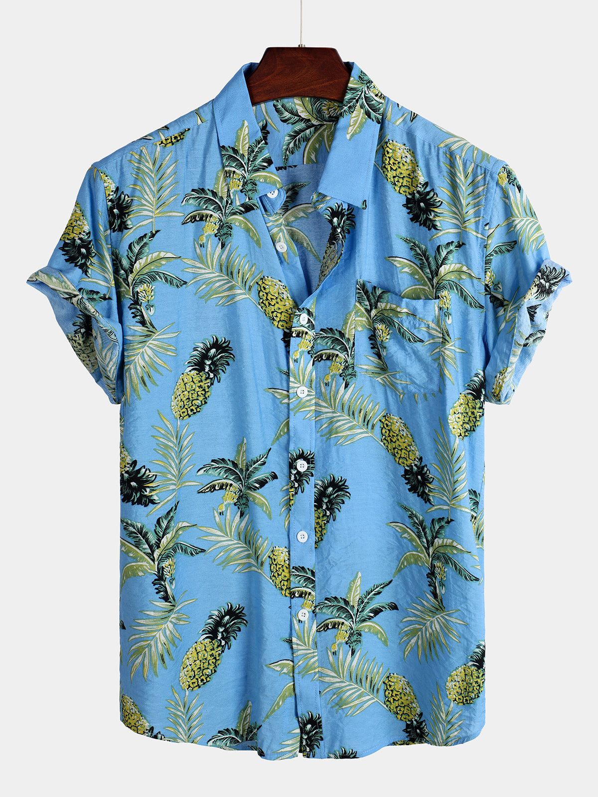Men's Holiday Pineapple Short Sleeve Pocket Shirt