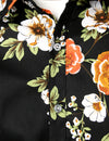 Men's Floral Long Sleeve Cotton Black Flower Casual Button Up Dress Shirt