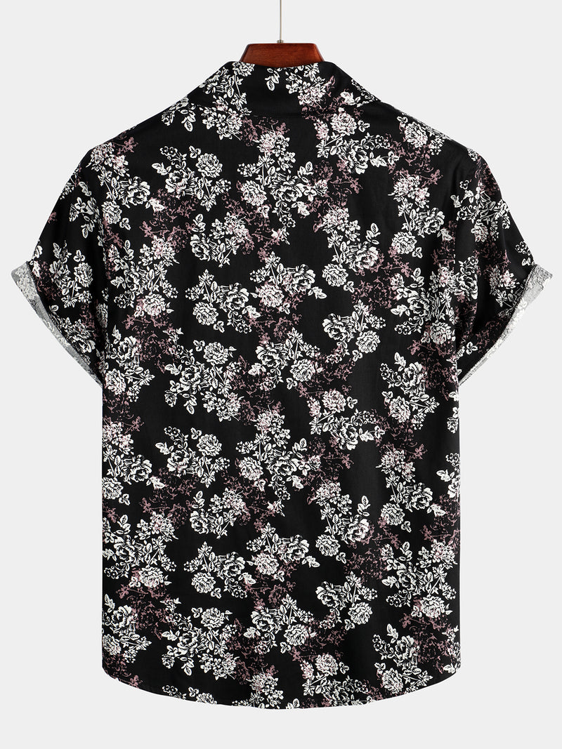 Men's Holiday Floral Print Short Sleeve Shirt