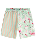 Men's Flamingo and Green Pink Striped Patchwork Pocket Hawaiian Shirt & Shorts Set