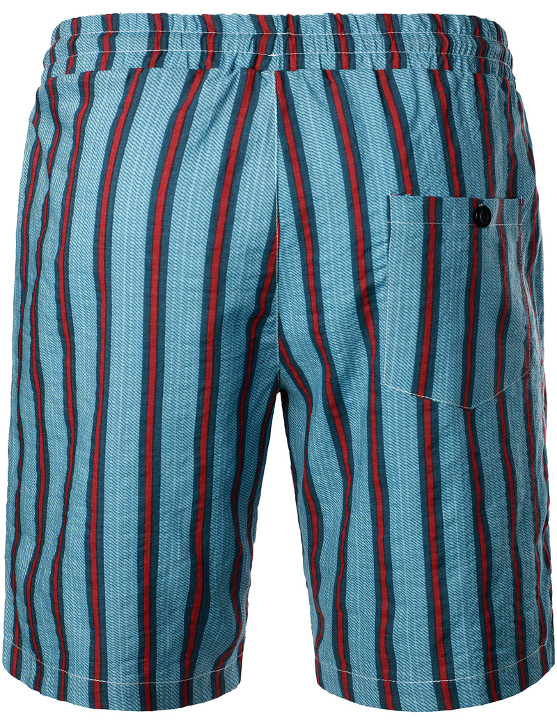 Men's Casual Striped Hawaiian Shirt & Shorts Set