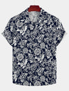 Men's Holiday Flower Print Short Sleeve Shirt