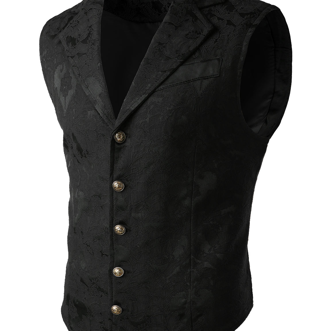 Men's Victorian Suit Vest Vintage Paisley Steampunk Gothic Black Waistcoat